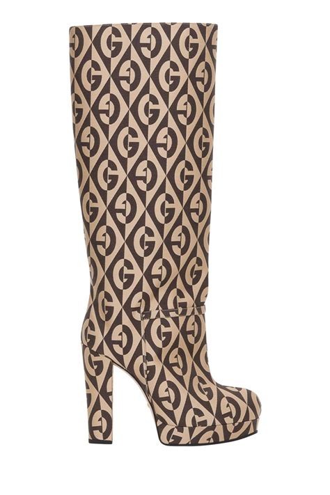 gucci g rhombus boots|GUCCI Fabric G Rhombus Print Platform Boots 35 Beige Cocoa.